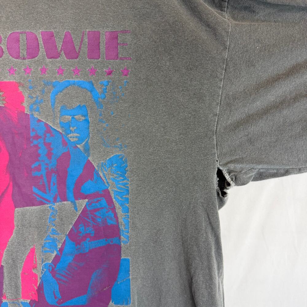 Urban Outfitters Bowie Ziggy Stardust Oversized Tee Women Sz S/M Grey Distressed - Picture 7 of 7